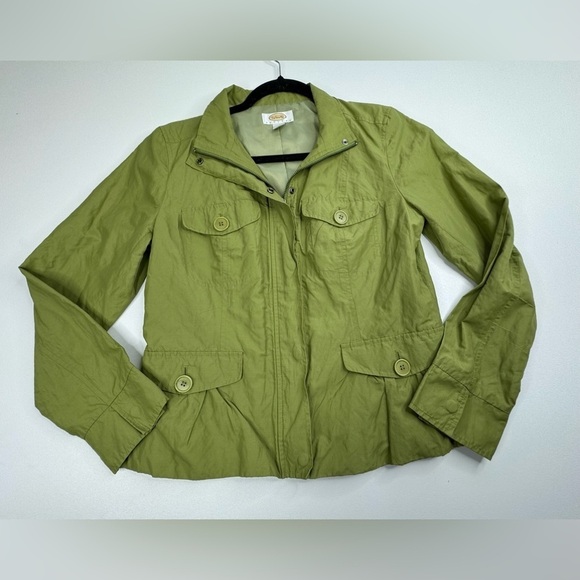 Talbots Light Olive Windbreaker Twill Casual Chore Jacket Size 6 - Picture 1 of 11